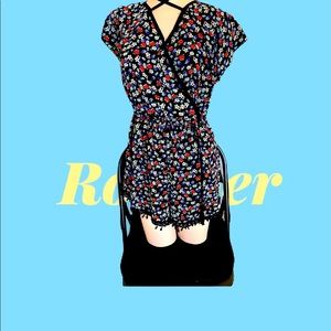 Youth Floral & Crochet trim design Romper
